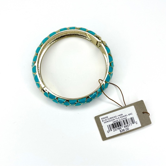 Tommy Bahama B28439 Blue Enamel Bangle Bracelet Curacao Moroccan Tile Gems Gold - Picture 4 of 13